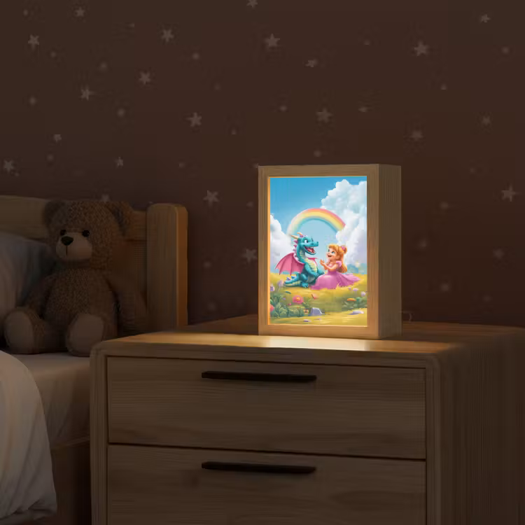 Prinses - Draak - Regenboog Light Box met kabel klein -sfeer1_kind