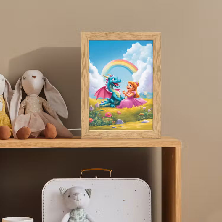 Prinses - Draak - Regenboog Light Box met kabel klein -sfeer2_kind
