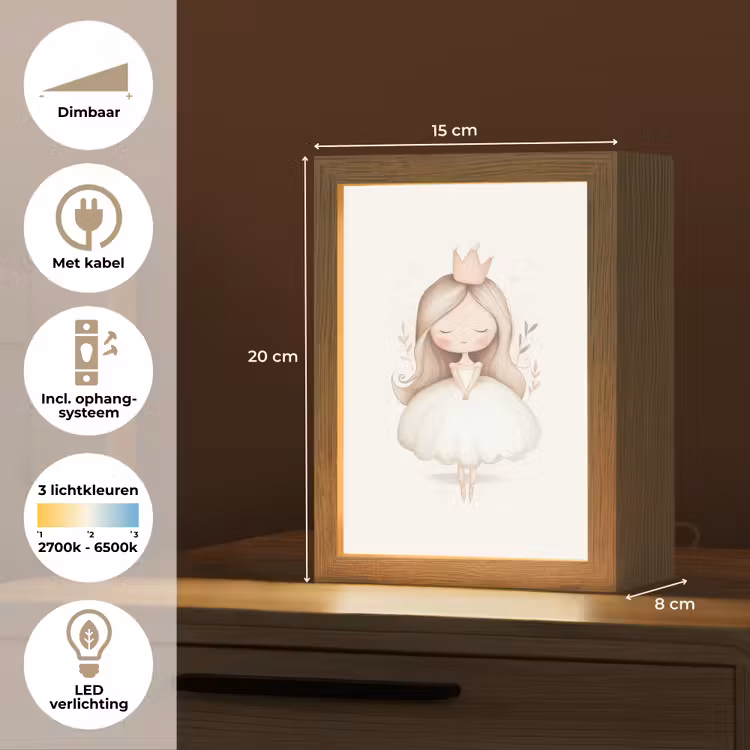 Prinses - Jurk - Kroon - Pastel Light Box met kabel klein -USP_NL