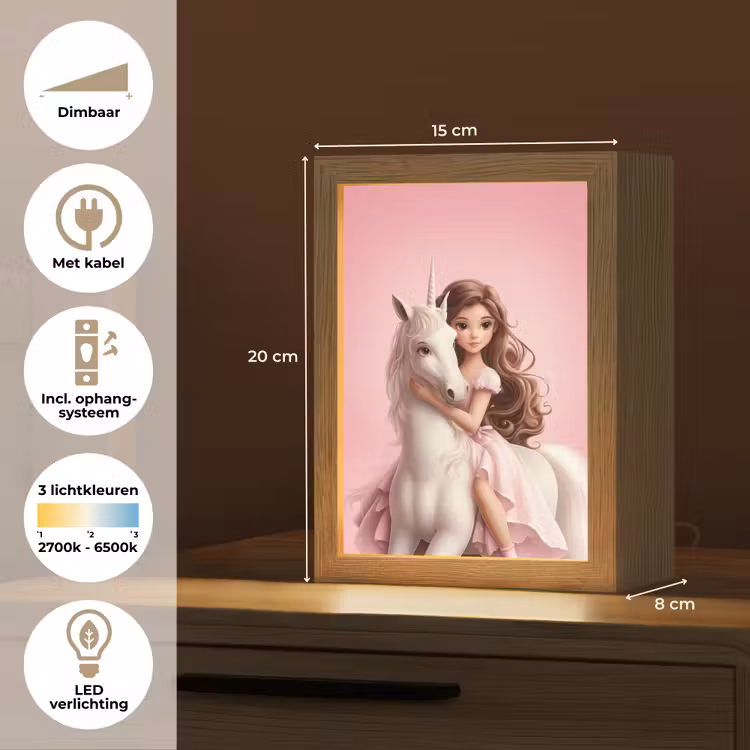 Prinses - Roze - Eenhoorn Light Box met kabel klein -USP_NL