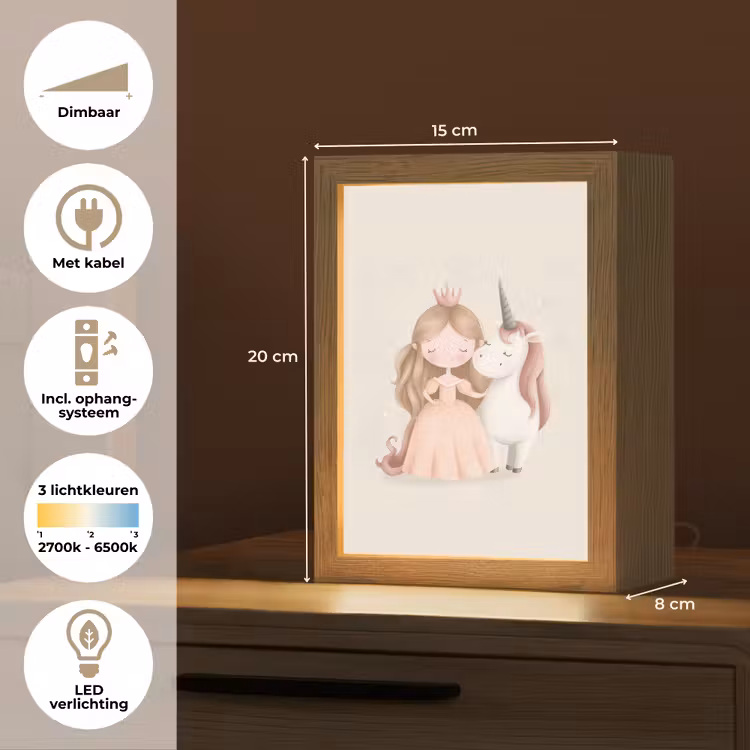 Prinses - Eenhoorn - Pastel Light Box met kabel klein -USP_NL