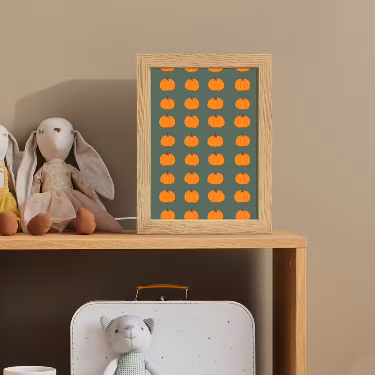 Pompoen - Patroon - Oranje Light Box met kabel (Kinderlampje) klein 904 -sfeer2_kind