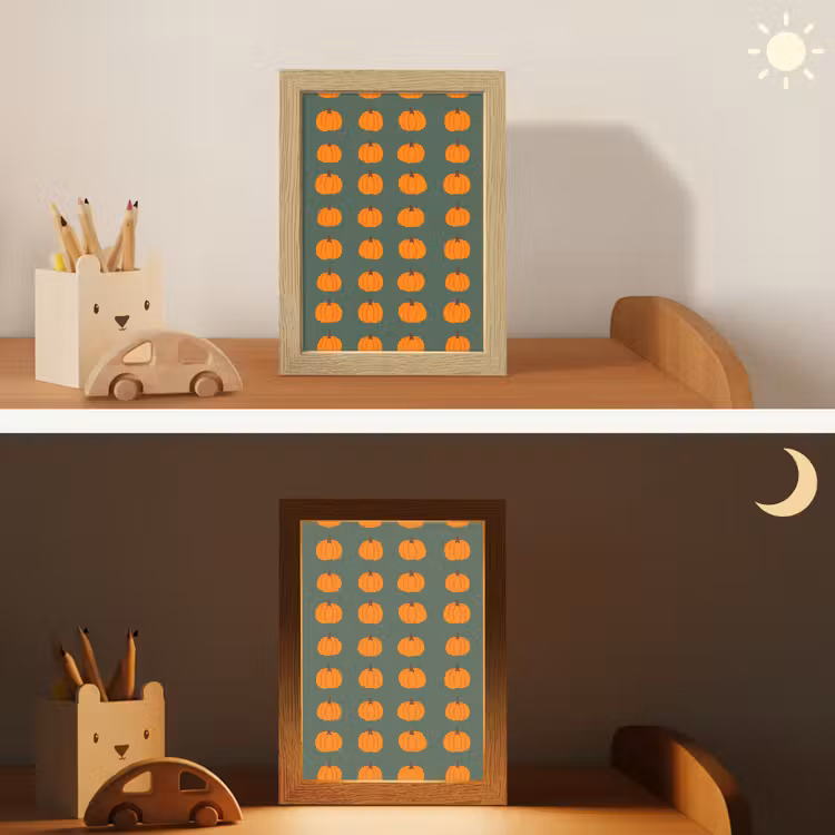 Pompoen - Patroon - Oranje Light Box met kabel (Kinderlampje) klein 904 -sfeer3_kind