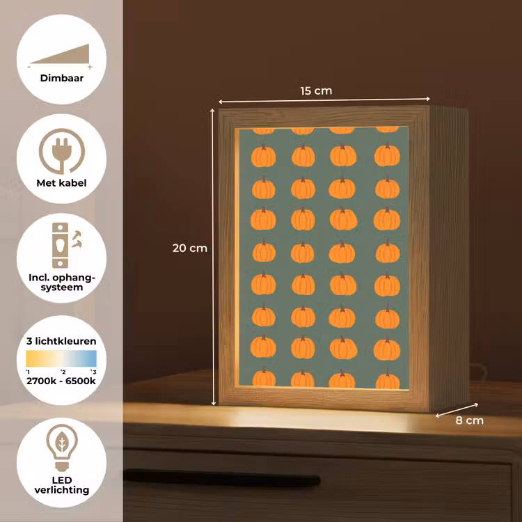 Pompoen - Patroon - Oranje Light Box met kabel (Kinderlampje) klein 904 -USP_NL