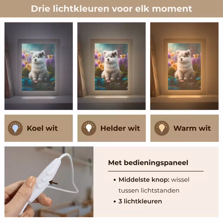 Puppy - Bloemen - Planten - Natuur - Husky Light Box met kabel klein -USP_lichtkleurNL