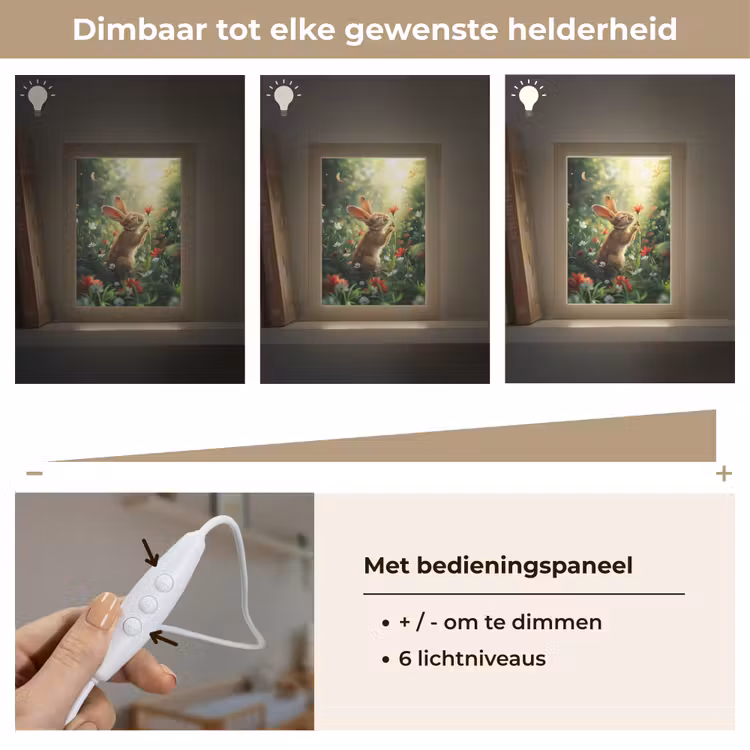 Konijn - Dieren - Bloemen - Natuur Light Box met kabel klein -USP_dimbaarNL