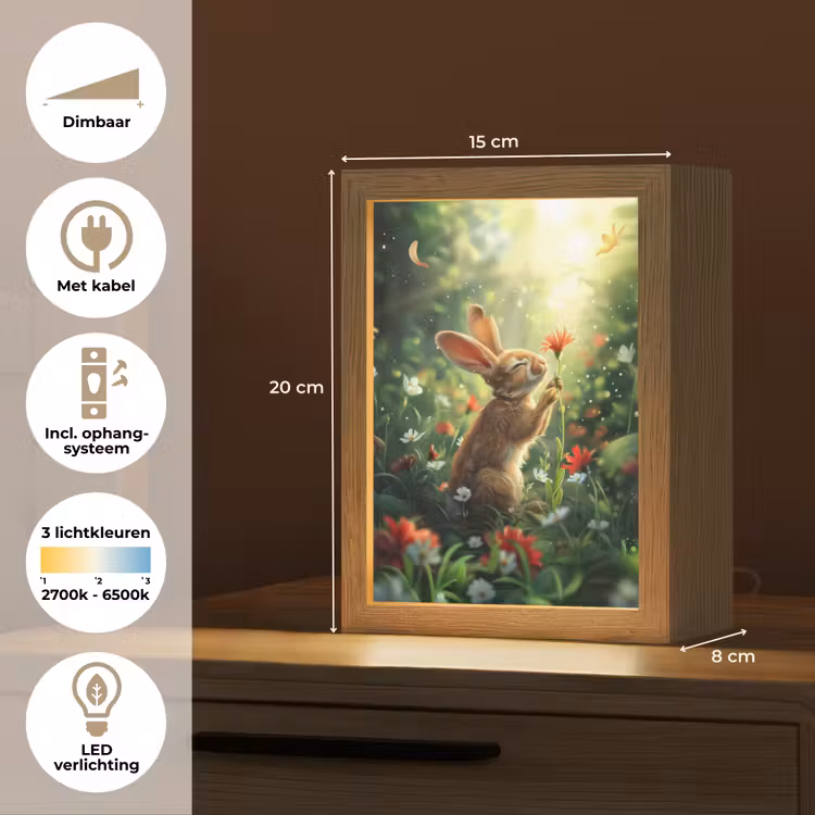 Konijn - Dieren - Bloemen - Natuur Light Box met kabel klein -USP_NL