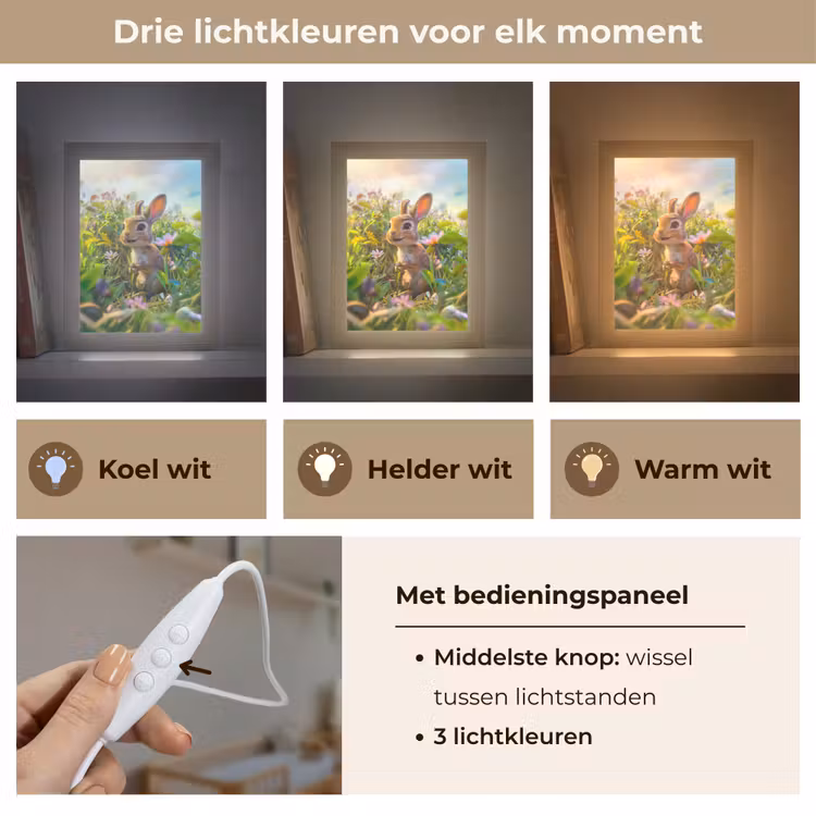 Konijn - Dieren - Natuur Light Box met kabel klein -USP_lichtkleurNL