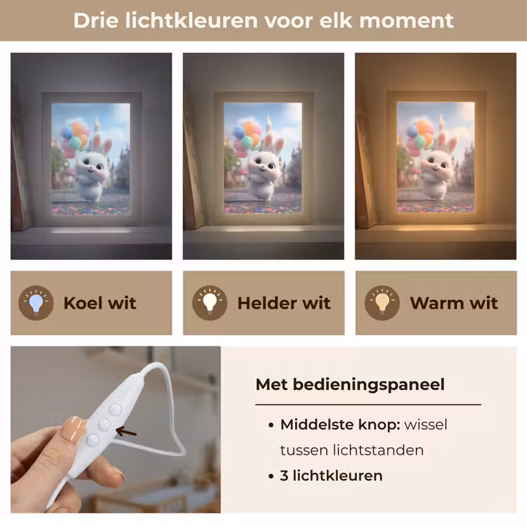 Konijn - Ballonnen - Gekleurd - Confetti Light Box met kabel klein -USP_lichtkleurNL