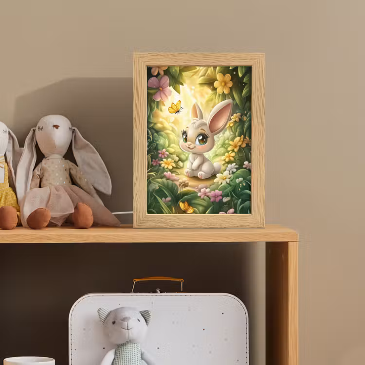 Konijn - Bos - Vlinders - Cartoon Light Box met kabel klein -sfeer2_kind