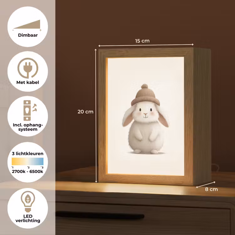 Konijn - Muts - Oren - Beige Light Box met kabel klein -USP_NL