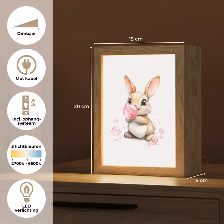 Konijn - Roze - Bellen Light Box met kabel klein -USP_NL