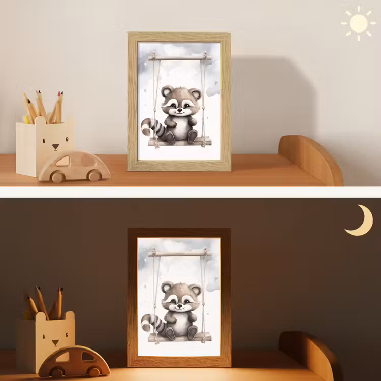 Wasbeer - Dier - Kinderen Light Box met kabel klein -sfeer3_kind