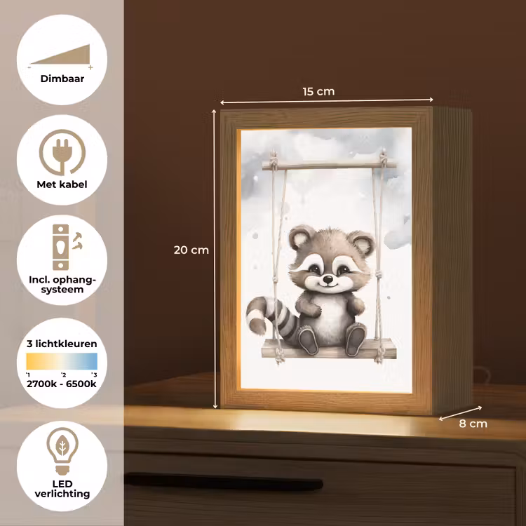 Wasbeer - Dier - Kinderen Light Box met kabel klein -USP_NL