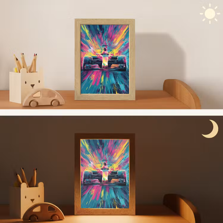 Raceauto - Abstract - Strepen - Blauw Light Box met kabel klein -sfeer3_kind