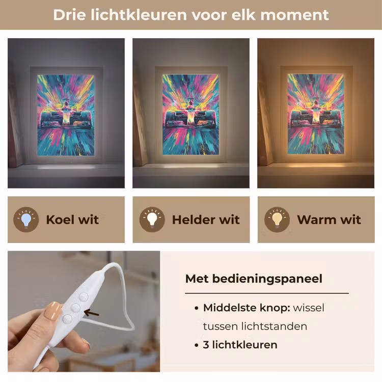 Raceauto - Abstract - Strepen - Blauw Light Box met kabel klein -USP_lichtkleurNL