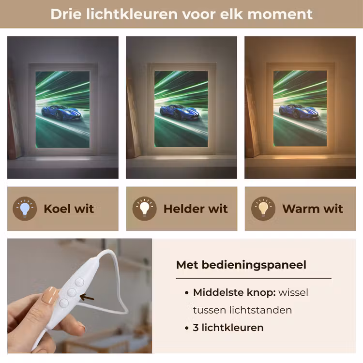 Race auto - Blauw - Groen Light Box met kabel klein -USP_lichtkleurNL