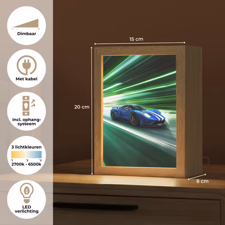 Race auto - Blauw - Groen Light Box met kabel klein -USP_NL