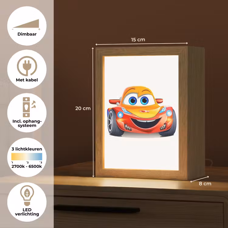 Raceauto - Oranje - Jongens - Kinderen - Auto Light Box met kabel klein -USP_NL
