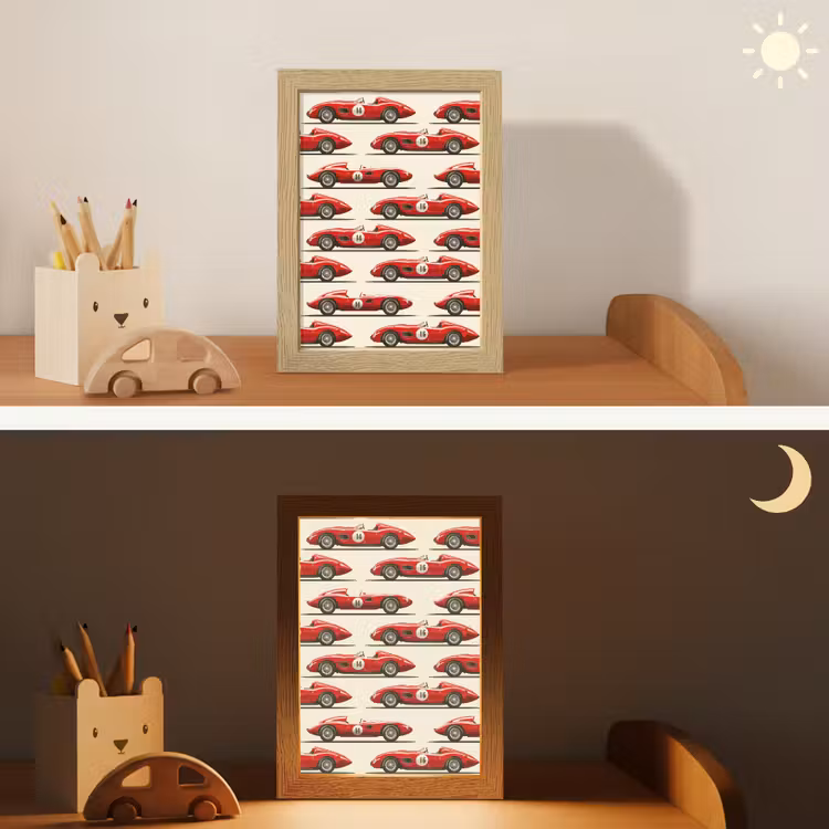 Raceauto - Retro - Rood Light Box met kabel (Kinderlampje) klein 904 -sfeer3_kind