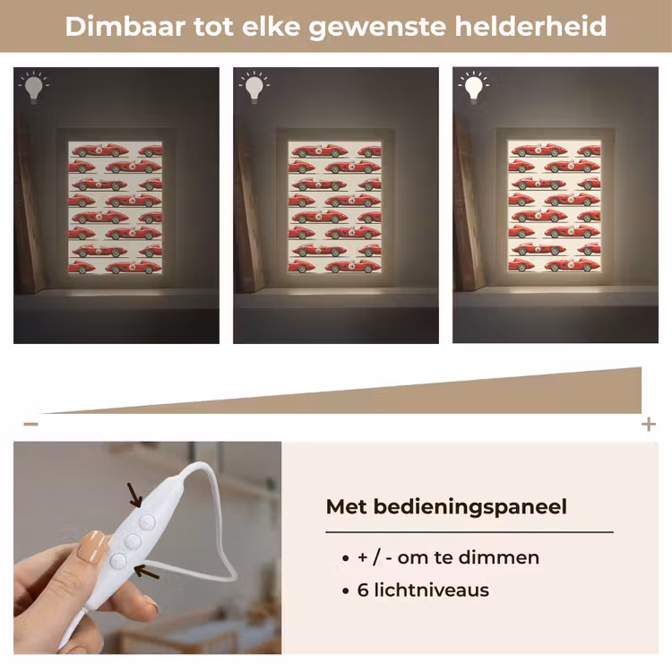 Raceauto - Retro - Rood Light Box met kabel (Kinderlampje) klein 904 -USP_dimbaarNL