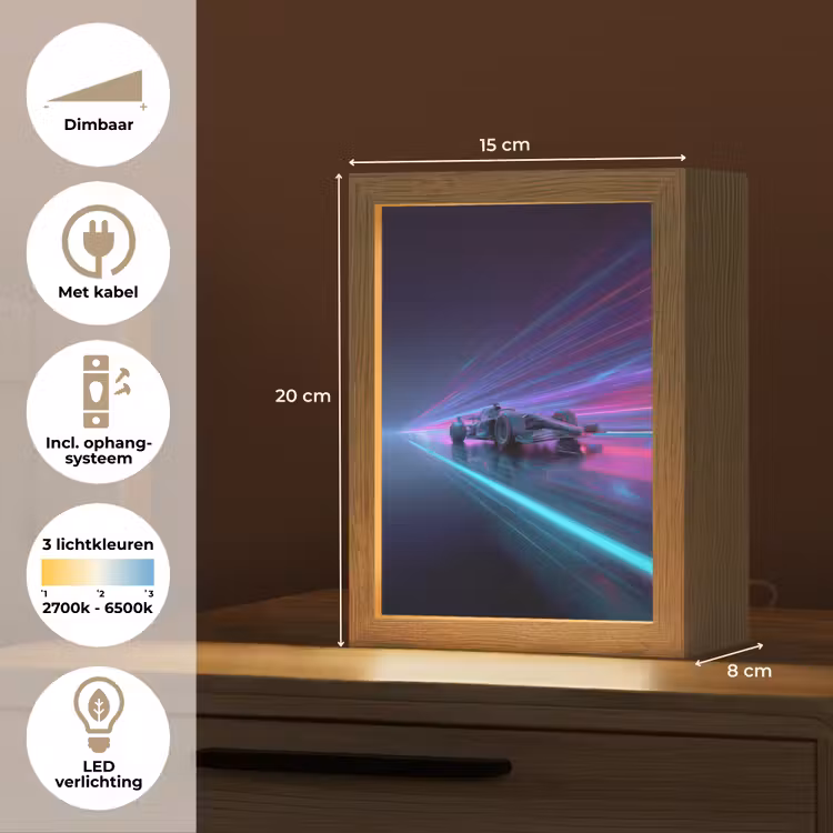 Racewagen - Neon - Snelheid - Paars Light Box met kabel klein -USP_NL