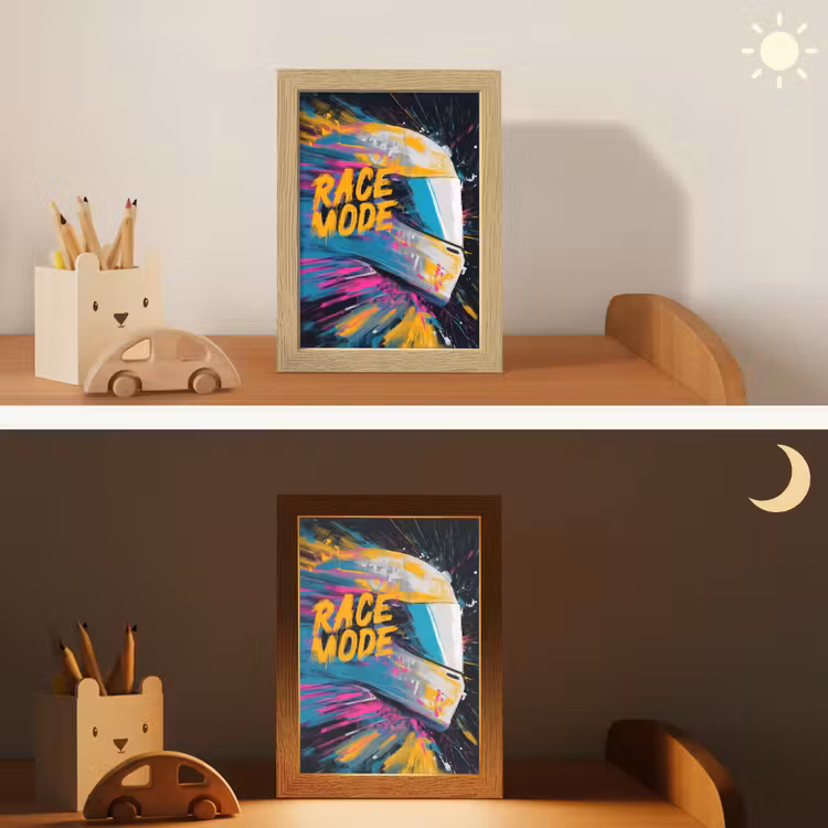 Racehelm - Abstract - Verf - Kleurrijk Light Box met kabel klein -sfeer3_kind