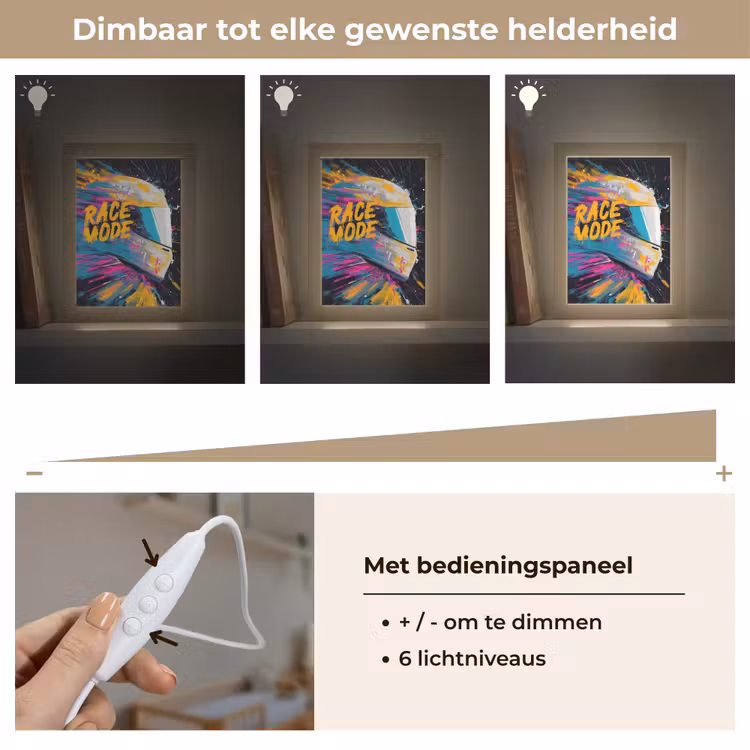 Racehelm - Abstract - Verf - Kleurrijk Light Box met kabel klein -USP_dimbaarNL