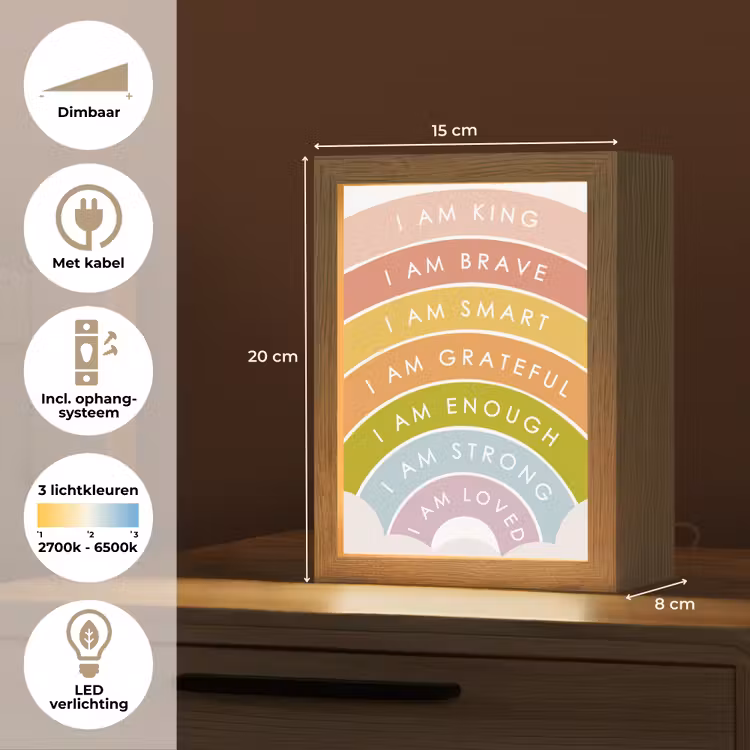 Regenboog - Kleuren - Quotes Light Box met kabel klein -USP_NL