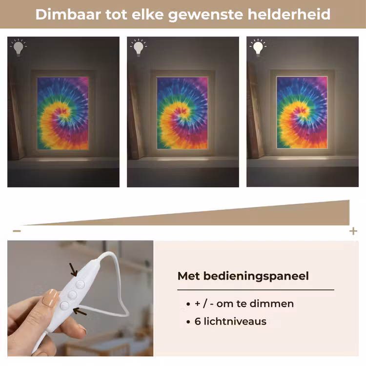 Regenboogkleuren - Spiraal - Kleurrijk Light Box met kabel klein -USP_dimbaarNL