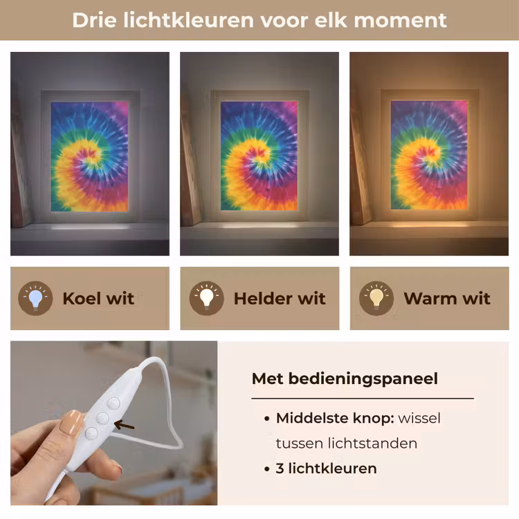 Regenboogkleuren - Spiraal - Kleurrijk Light Box met kabel klein -USP_lichtkleurNL