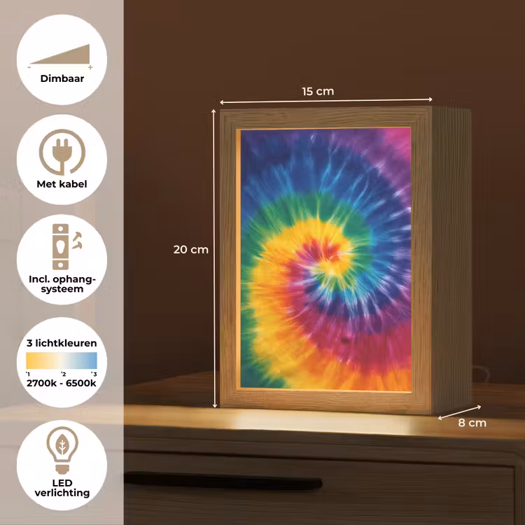 Regenboogkleuren - Spiraal - Kleurrijk Light Box met kabel klein -USP_NL