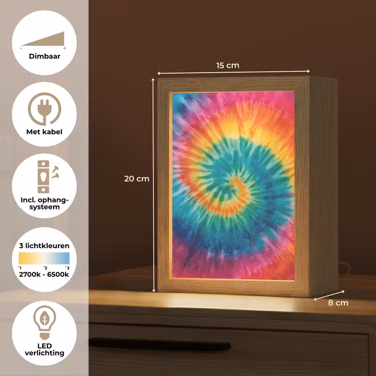 Regenboogkleuren - Tie dye - Light Box met kabel klein -USP_NL