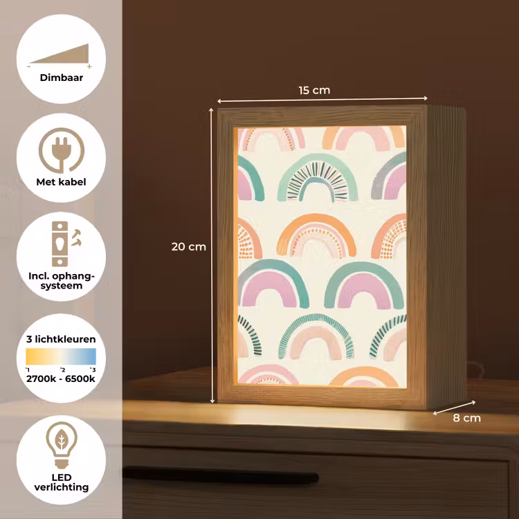 Regenboog - Pastel - Patroon Light Box met kabel klein -USP_NL