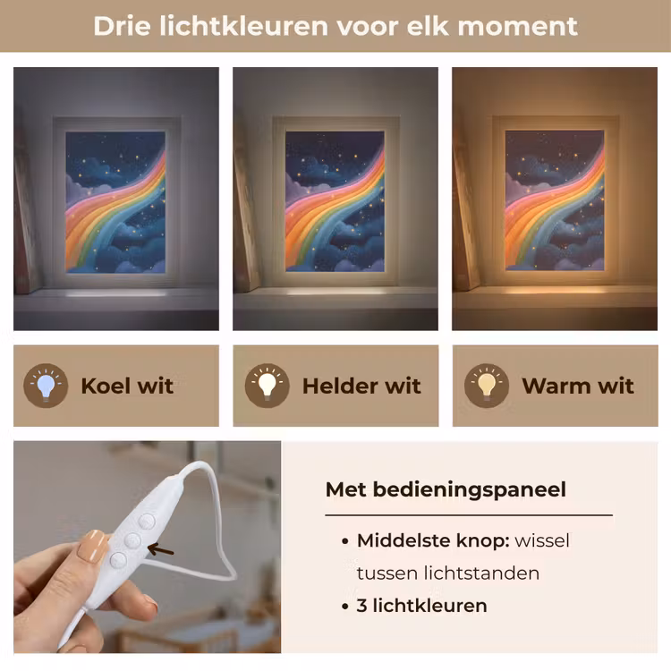 Regenboog - Sterrenhemel - Kleurrijk Light Box met kabel klein -USP_lichtkleurNL