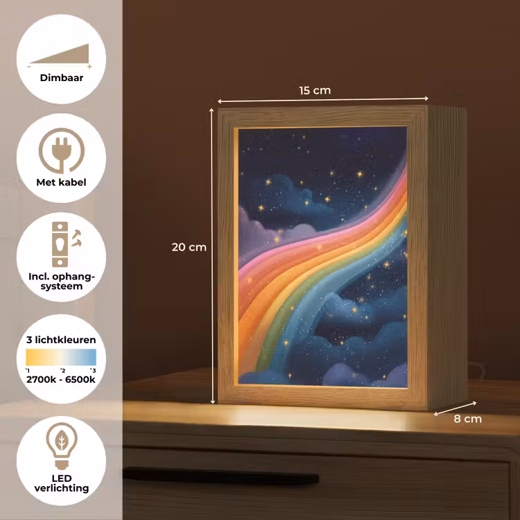 Regenboog - Sterrenhemel - Kleurrijk Light Box met kabel klein -USP_NL