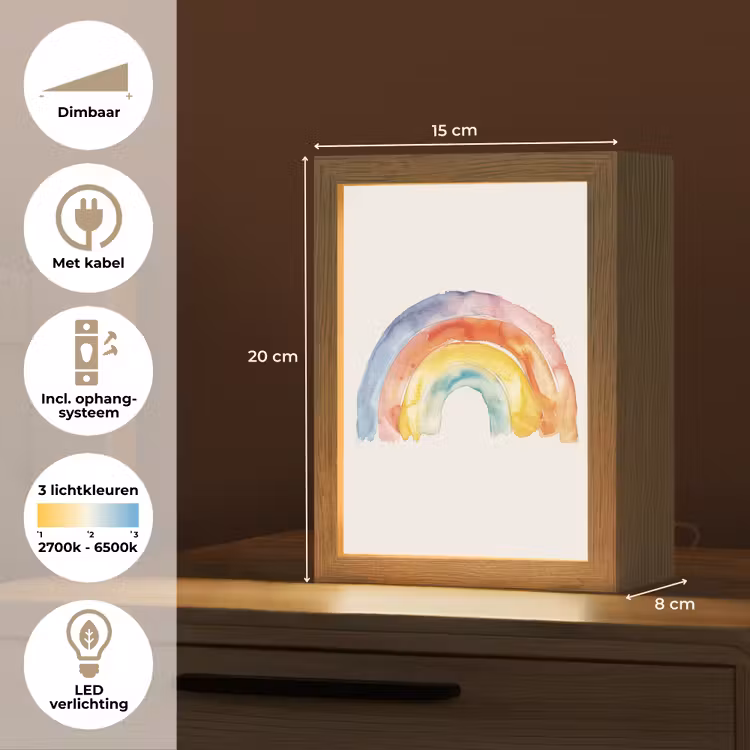 Regenboog - Watercolor - Kleurrijk Light Box met kabel klein -USP_NL