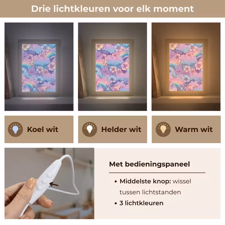 Regenbogen - Bloemen - Kleurrijk - Wolken Light Box met kabel klein -USP_lichtkleurNL