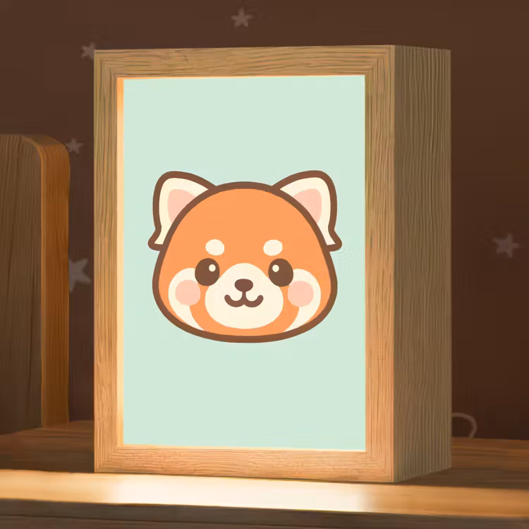 Rode panda - Groen - Cartoon Light Box met kabel klein -zzz_3d_website