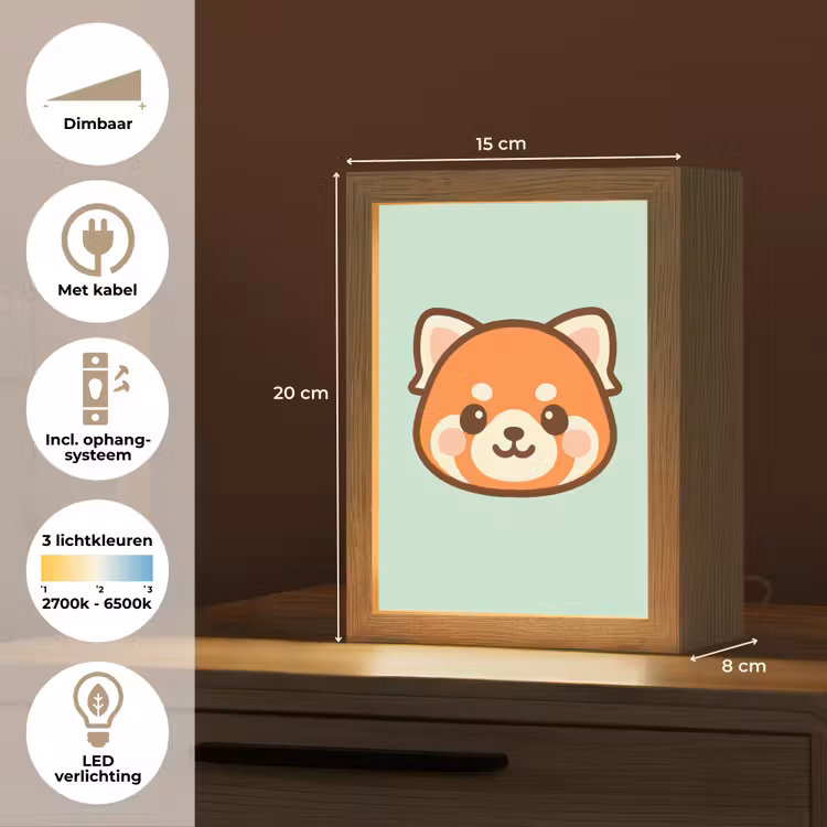 Rode panda - Groen - Cartoon Light Box met kabel klein -USP_NL