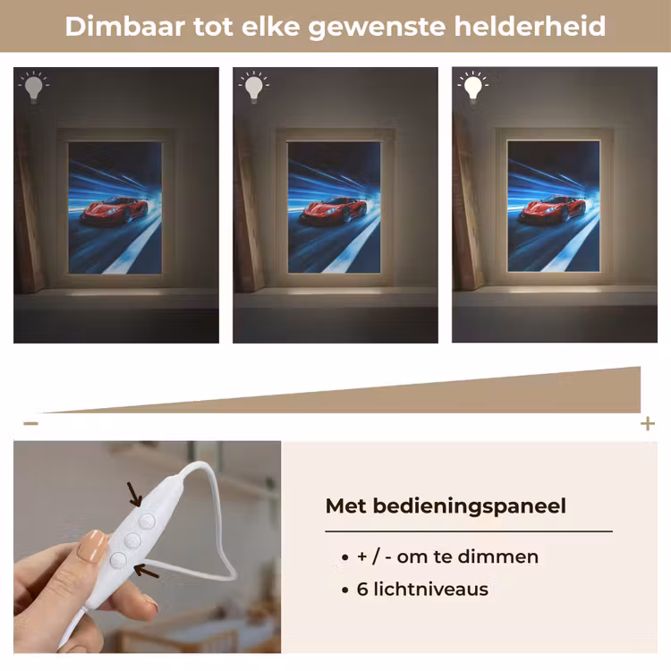 Rode raceauto - Blauw - Futuristisch Light Box met kabel klein -USP_dimbaarNL