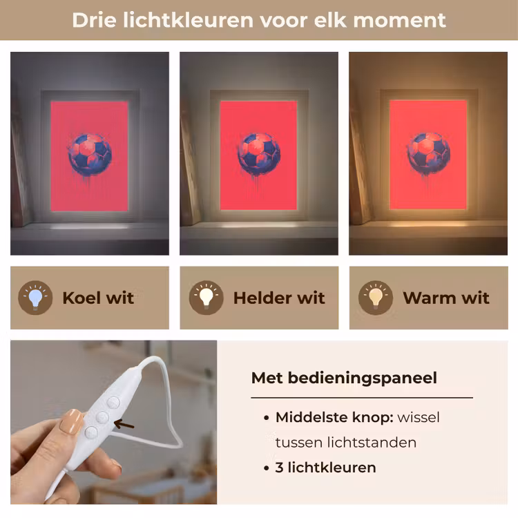 Rood - Voetbal - Abstract - Verfspatten Light Box met kabel klein -USP_lichtkleurNL