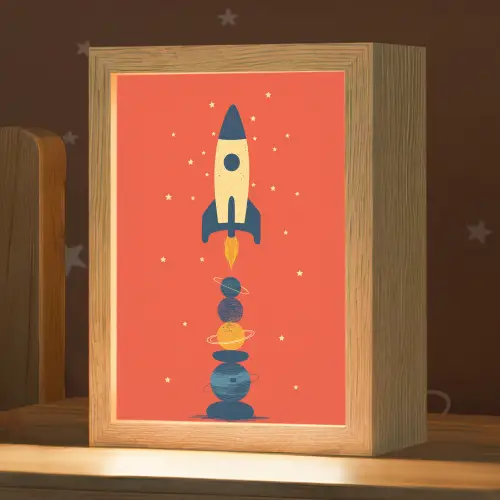 Raket - Planeten - Rood Light Box met kabel klein -zzz_3d_website