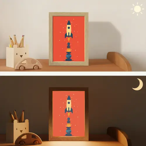 Raket - Planeten - Rood Light Box met kabel klein -sfeer3_kind