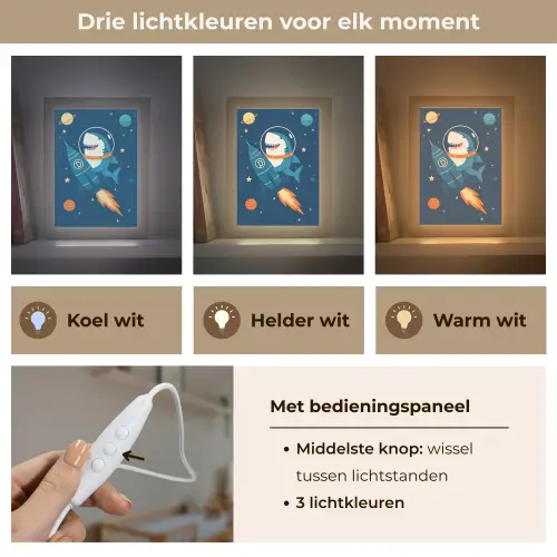 Raket - Haai - Ruimte Light Box met kabel klein -USP_lichtkleurNL