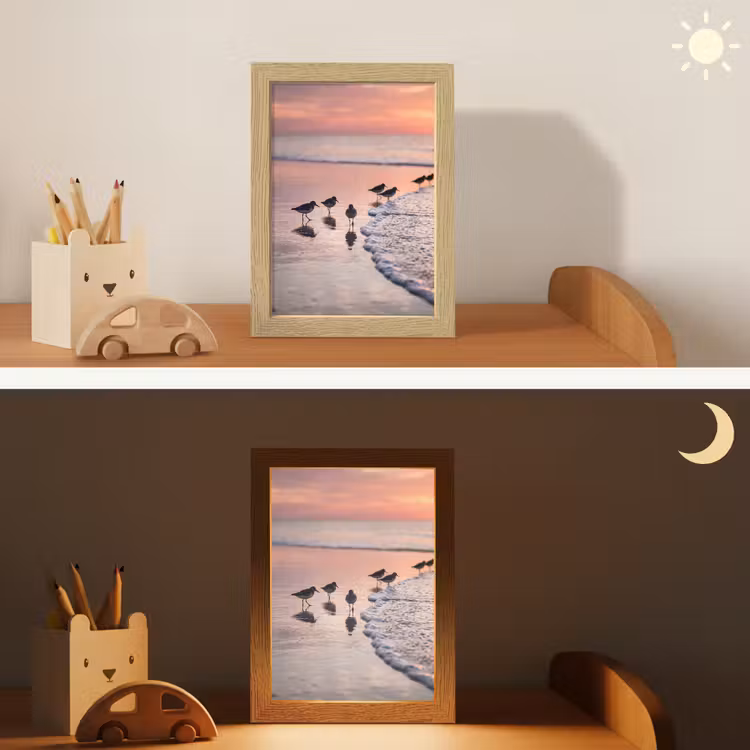 Meeuwen - Strand - Zee - Roze Light Box met kabel (Kinderlampje) klein -sfeer3_kind
