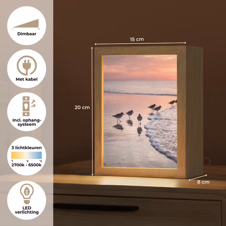 Meeuwen - Strand - Zee - Roze Light Box met kabel (Kinderlampje) klein -USP_NL