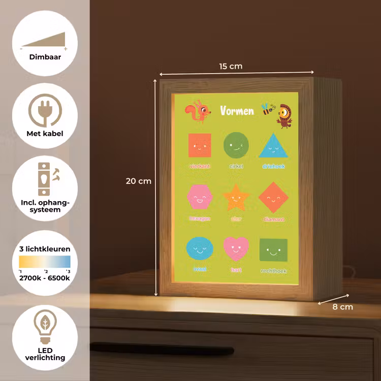 Vormen - Educatief - Leren voor kinderen - Groen Light Box met kabel klein -USP_NL