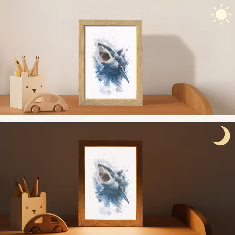 Haai - Blauw - Water Light Box met kabel klein -sfeer3_kind