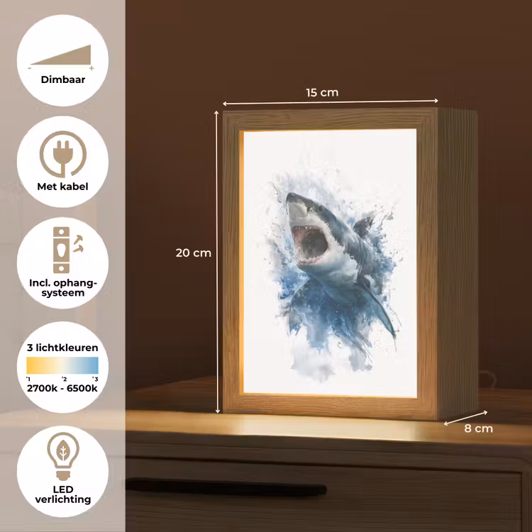 Haai - Blauw - Water Light Box met kabel klein -USP_NL